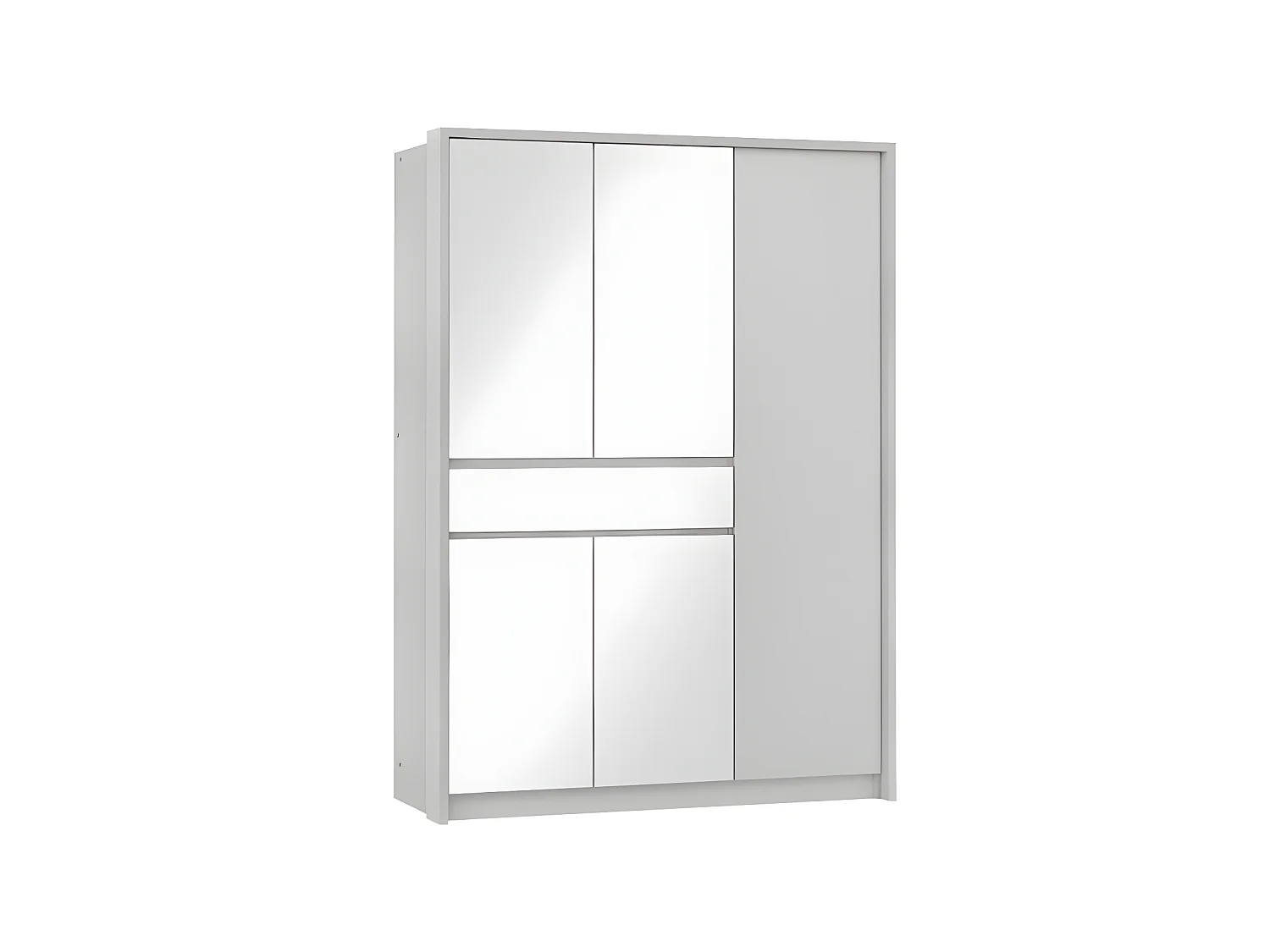 Armadio 6 ante e 1 cassetto con specchio L200 cm Bianco - ZADIA