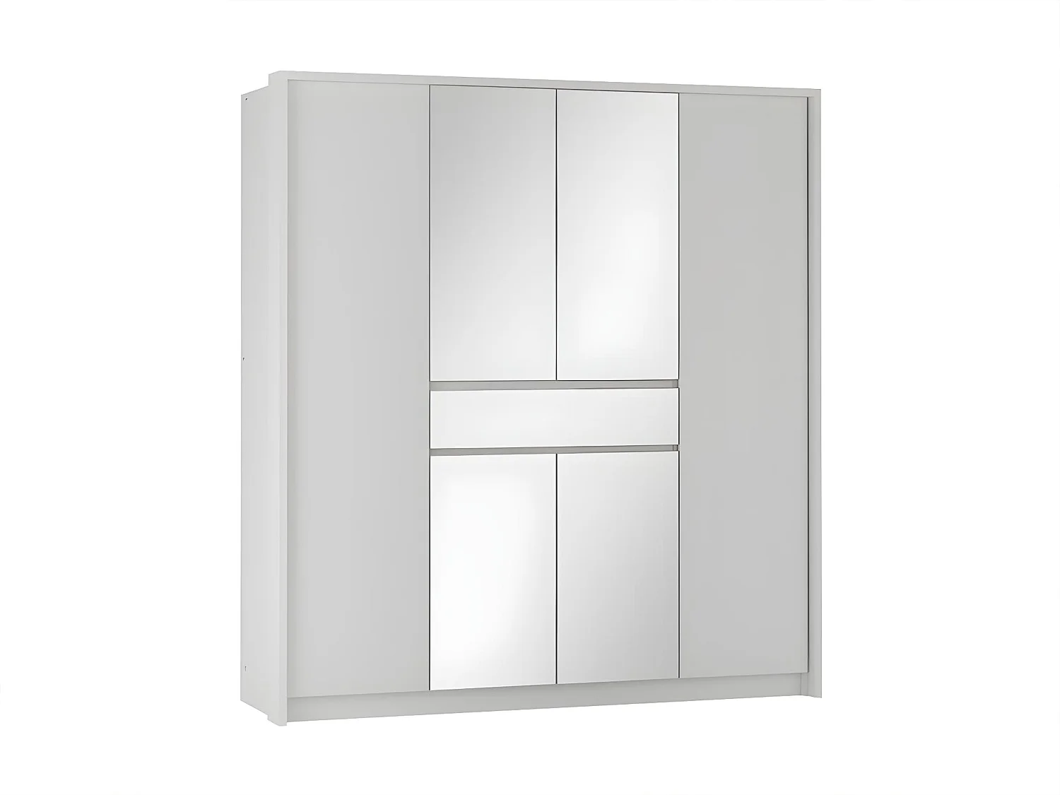 Armoire 6 portes et 1 tiroir - Avec miroir  - L200 cm - Blanc - ZADIA