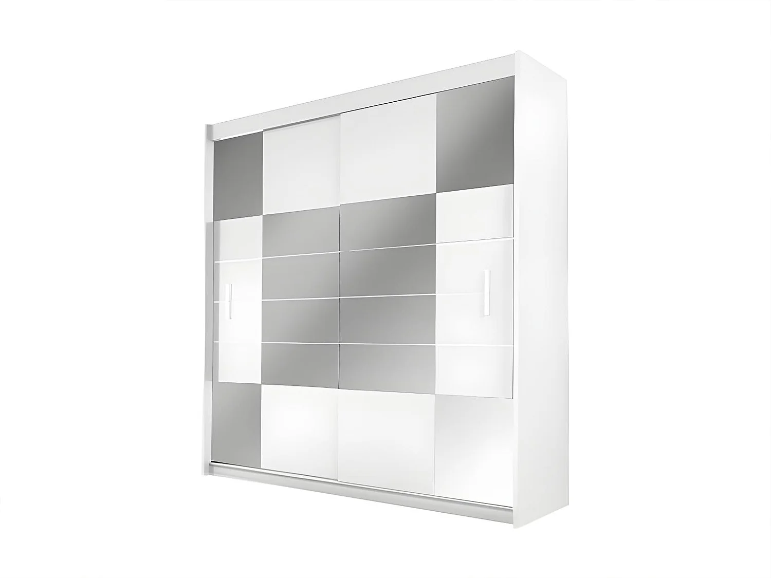 Roupeiro 2 portas corrediças com espelho de C203 cm cor branco - ROVINJA