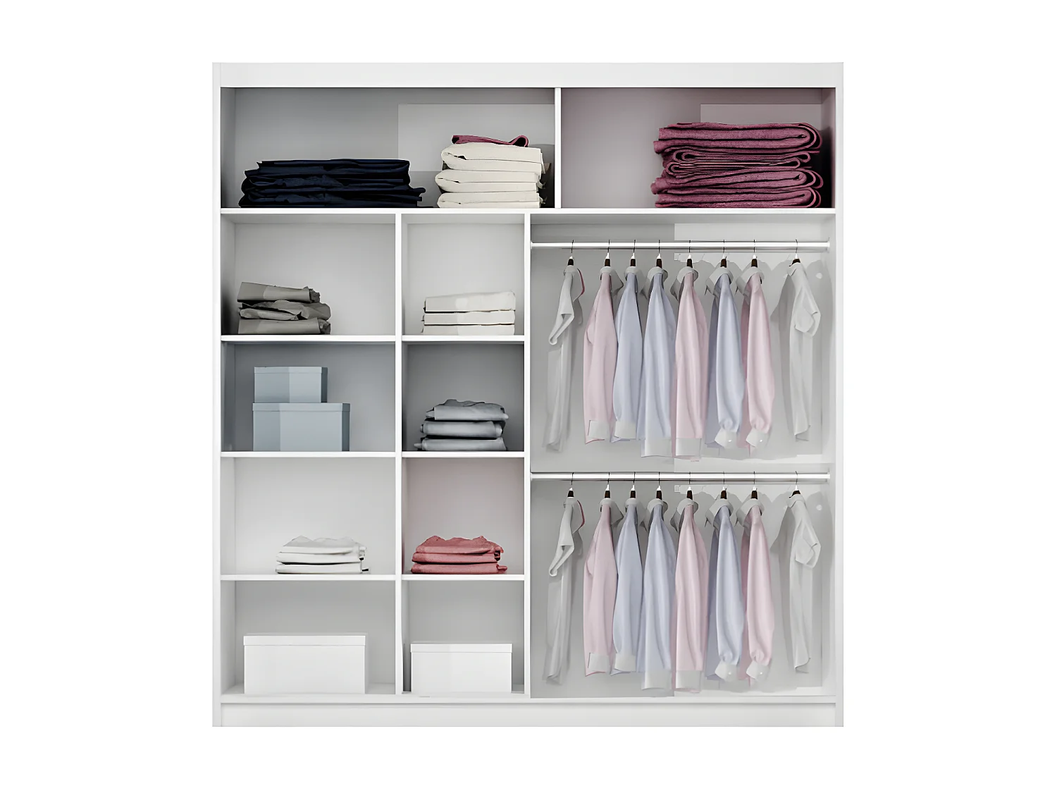 Roupeiro 2 portas corrediças com espelho de C203 cm cor branco - ROVINJA