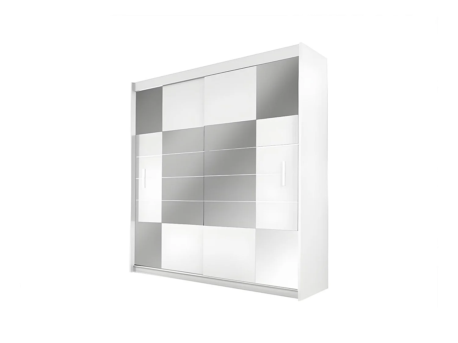 Armario 2 puertas correderas - Con espejo - 203  cm - Blanco - ROVINJA