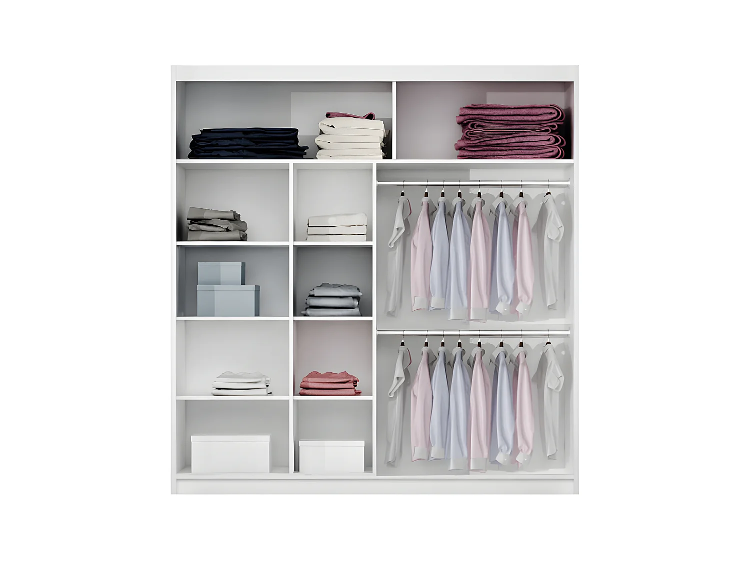 Armario 2 puertas correderas - Con espejo - 203  cm - Blanco - ROVINJA