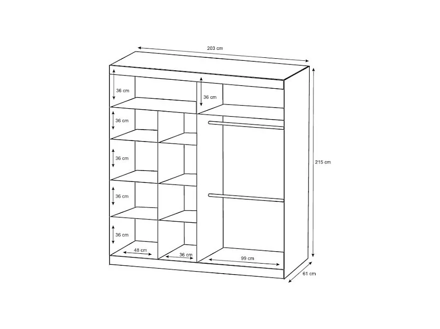 Armario 2 puertas correderas - Con espejo - 203  cm - Blanco - ROVINJA