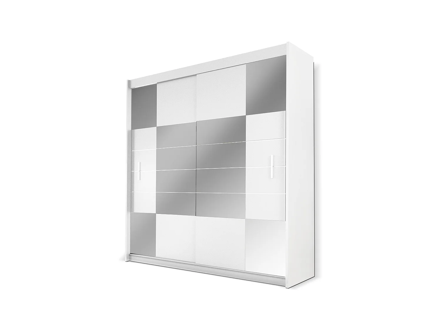 Armoire 2 portes coulissantes - Avec miroir - L203 cm - Blanc - ROVINJA