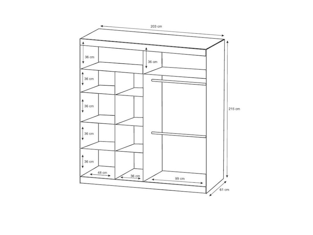 Armario 2 puertas correderas con espejo 203 cm color blanco ROVINJA