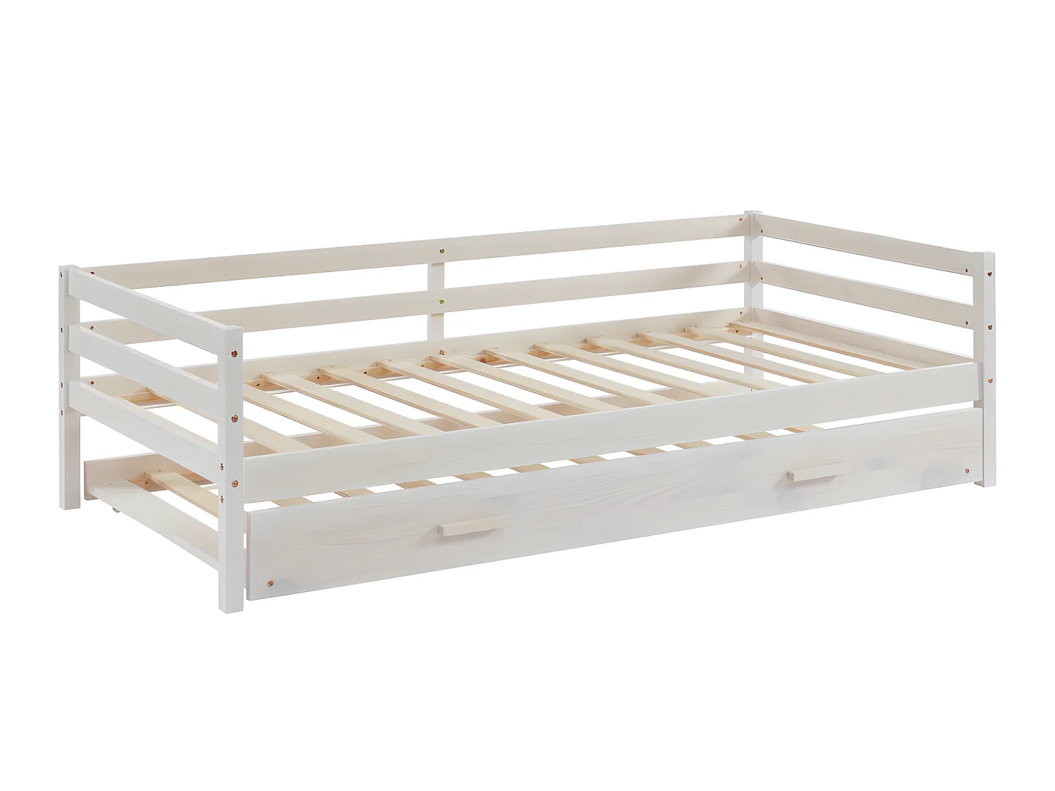 Letto a scomparsa + materasso 2 x 90 x 190 cm Pino massello e MDF Sbiancato - AEDAN II