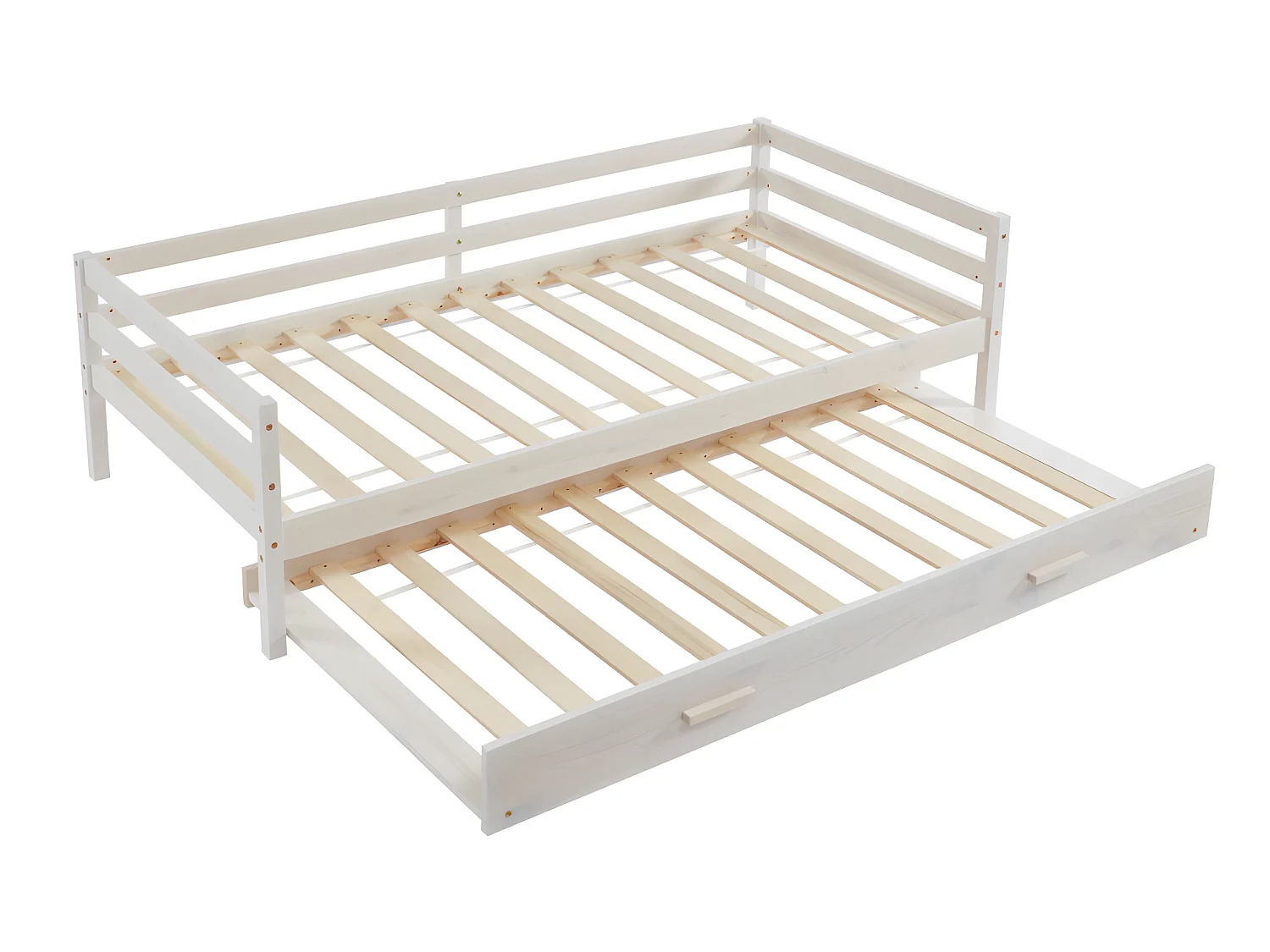 Letto a scomparsa + materasso 2 x 90 x 190 cm Pino massello e MDF Sbiancato - AEDAN II