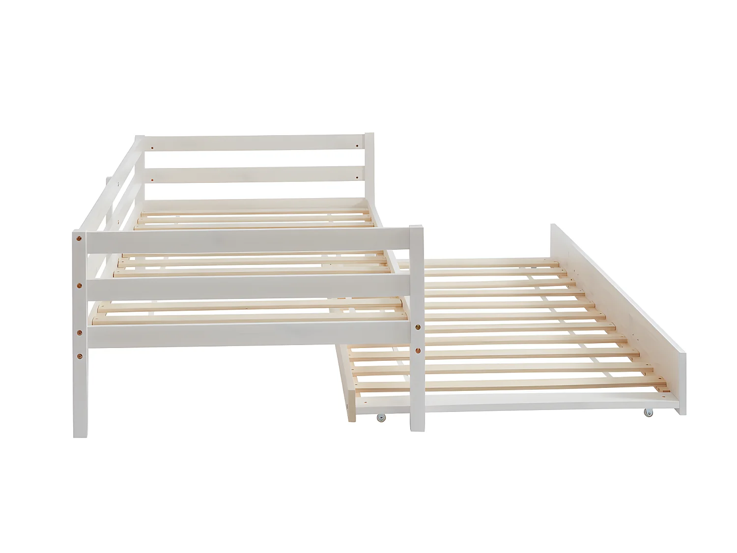 Letto a scomparsa + materasso 2 x 90 x 190 cm Pino massello e MDF Sbiancato - AEDAN II