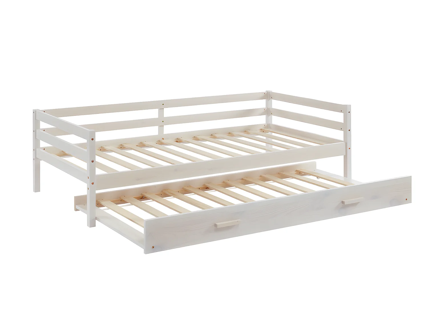 Letto a scomparsa + materasso 2 x 90 x 190 cm Pino massello e MDF Sbiancato - AEDAN II