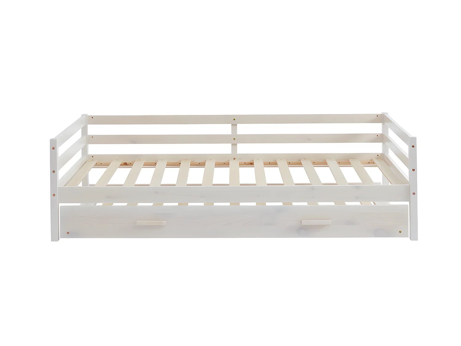 Uitschuifbed AEDAN II - 2 x 90 x 190 cm - Massief grenen & MDF - Gebleekt + matras