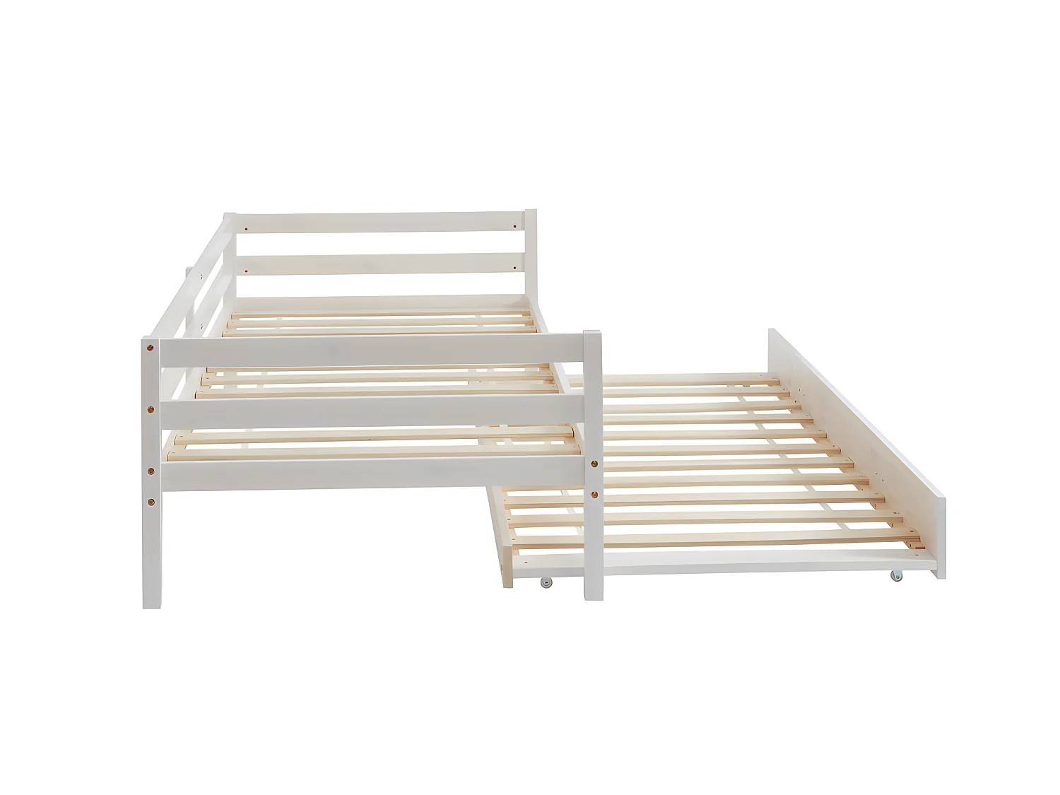 Uitschuifbed AEDAN II - 2 x 90 x 190 cm - Massief grenen & MDF - Gebleekt + matras