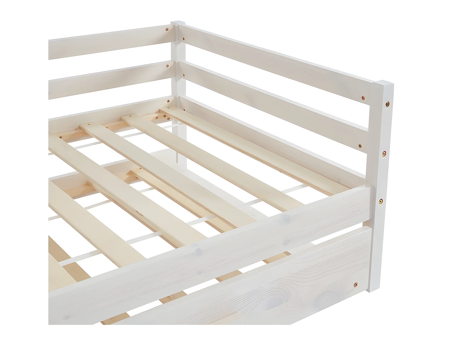Uitschuifbed AEDAN II - 2 x 90 x 190 cm - Massief grenen & MDF - Gebleekt + matras