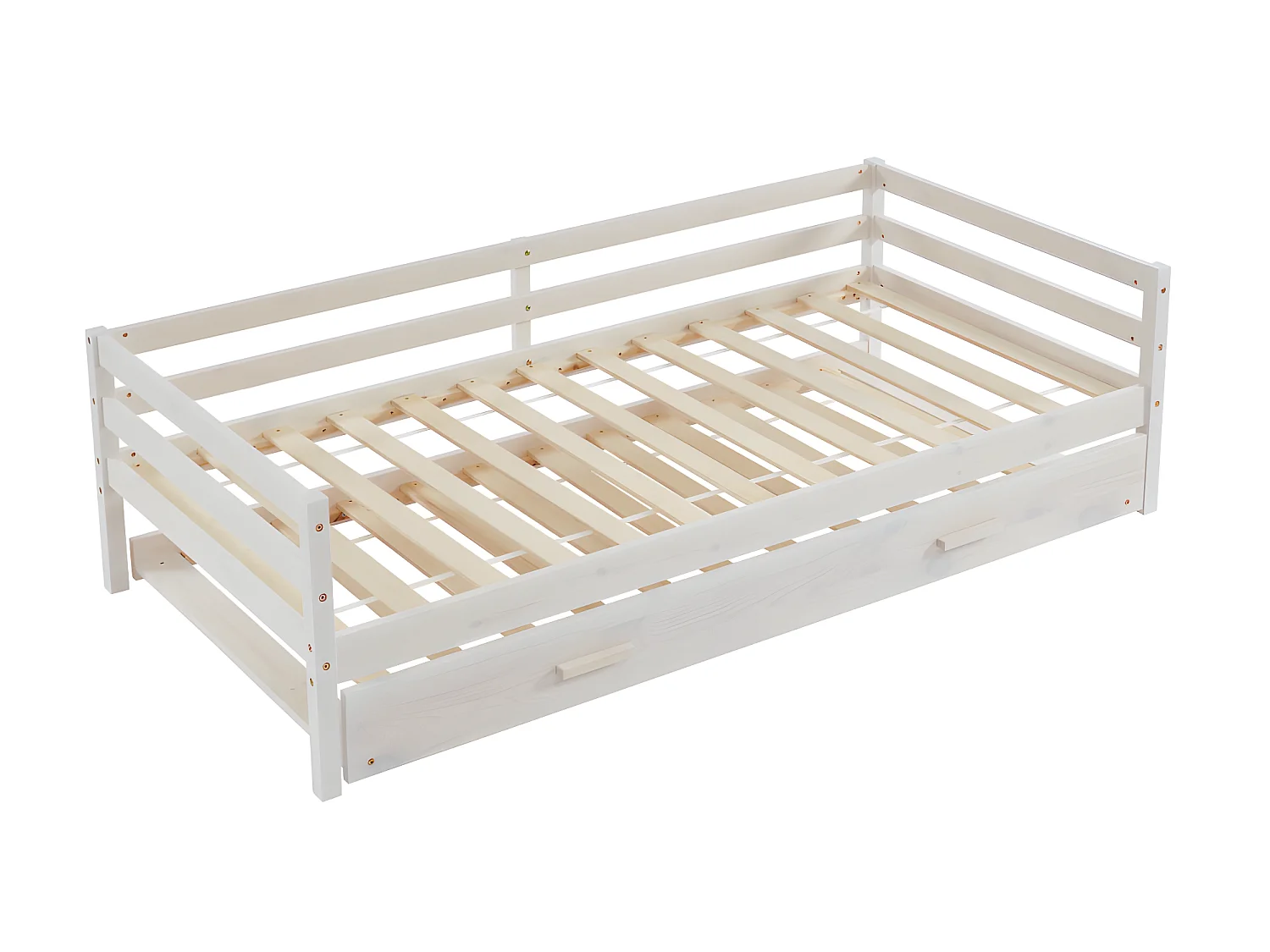 Letto a scomparsa + materasso 2 x 90 x 190 cm Pino massello e MDF Sbiancato - AEDAN II