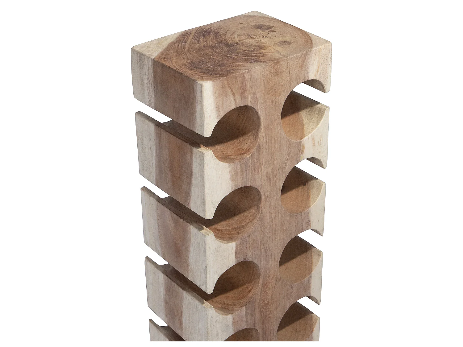 Portabottiglie 10 bottiglie L. 19 x P. 27 x H. 70 cm in Legno di Suar Naturale - CAGAYAN