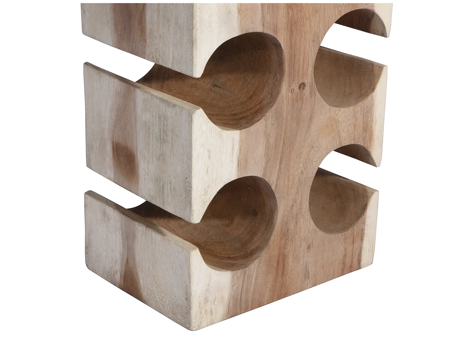 Portabottiglie 10 bottiglie L. 19 x P. 27 x H. 70 cm in Legno di Suar Naturale - CAGAYAN