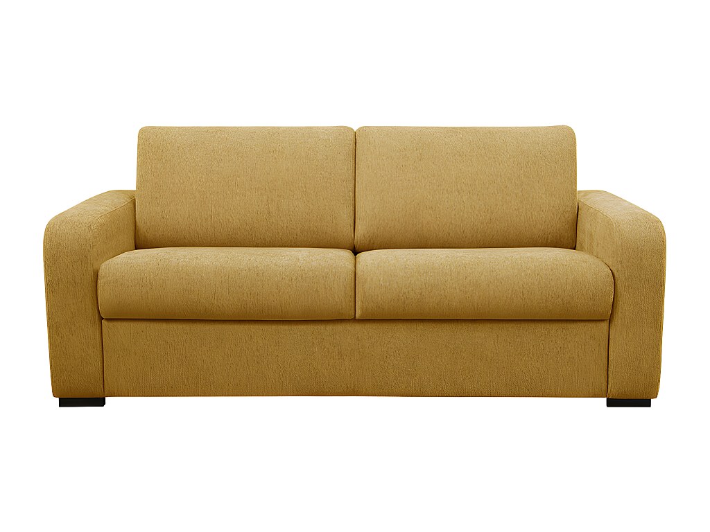 Schlafsofa mit Matratze 3-Sitzer - Liegefläche 140 cm - Matratze 14 cm - Stoff - Senfgelb - BEVIS
