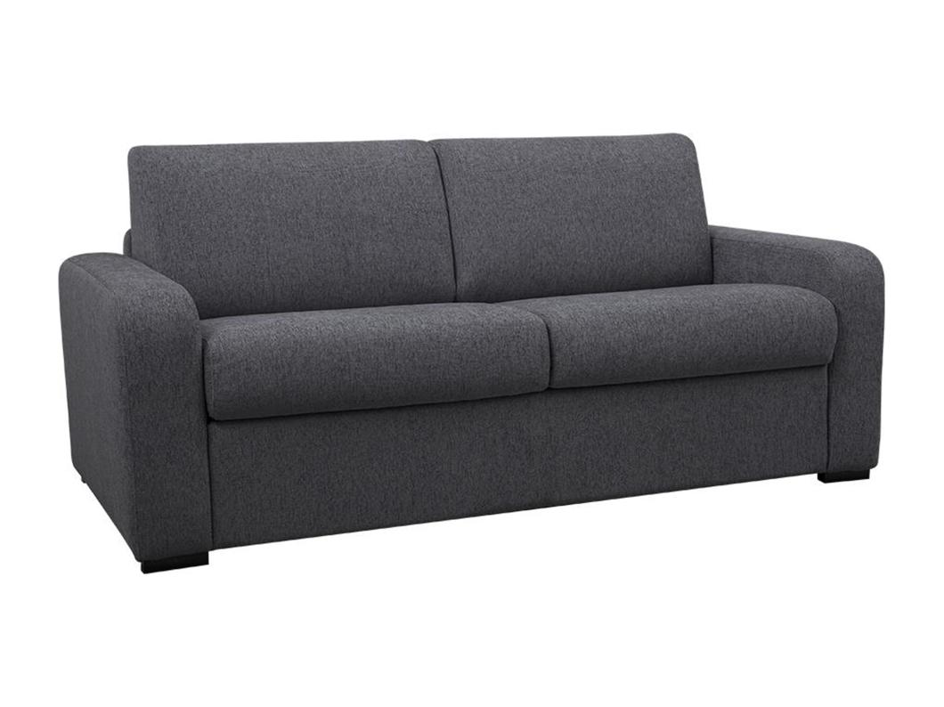 Canapé 4 places convertible express en tissu gris anthracite - Couchage 160 cm - Matelas 13 cm - BEVIS
