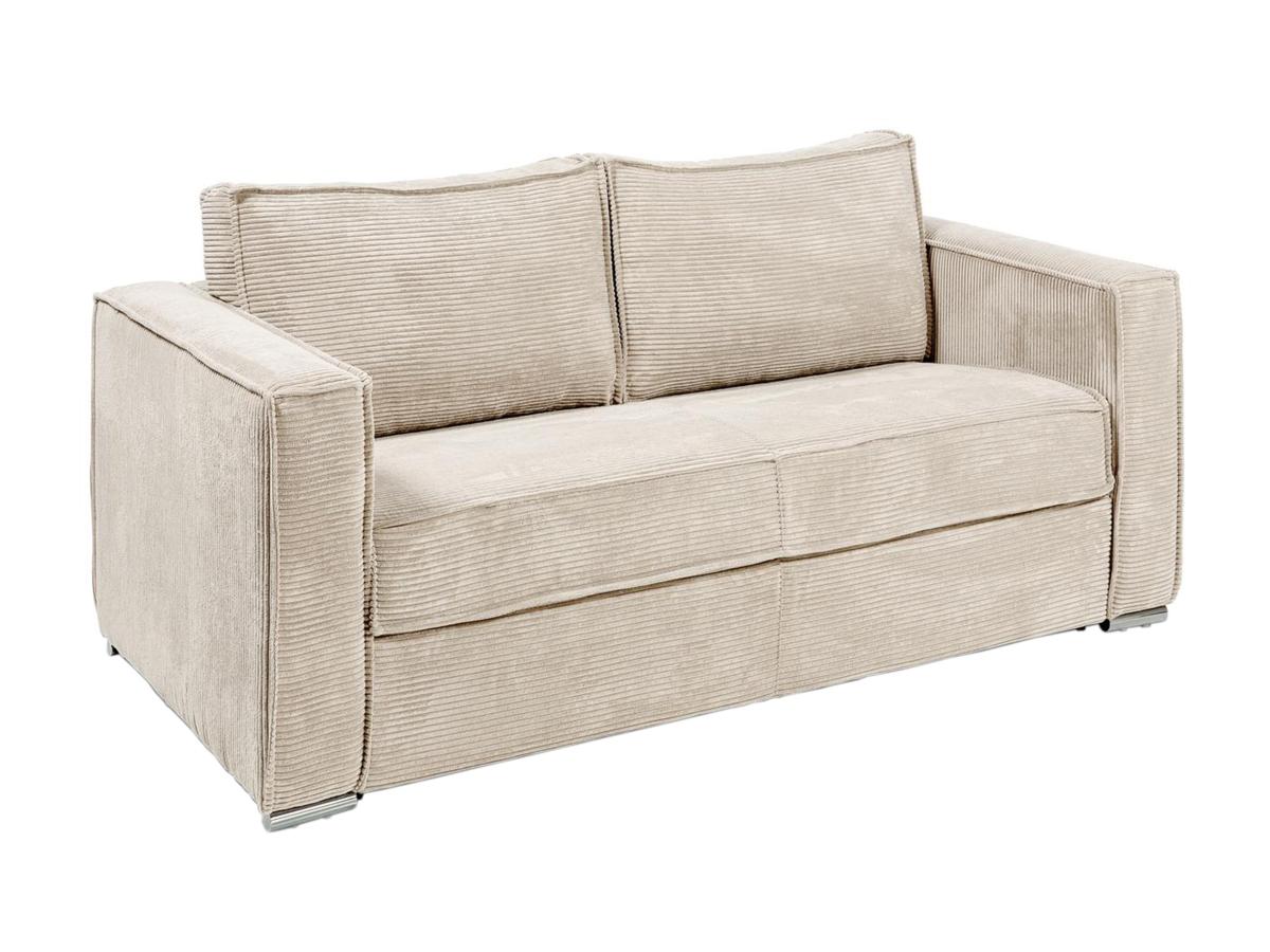 Schlafsofa mit Matratze 3-Sitzer - Cord - Beige - Liegefläche 140 cm -  Mat günstig online kaufen