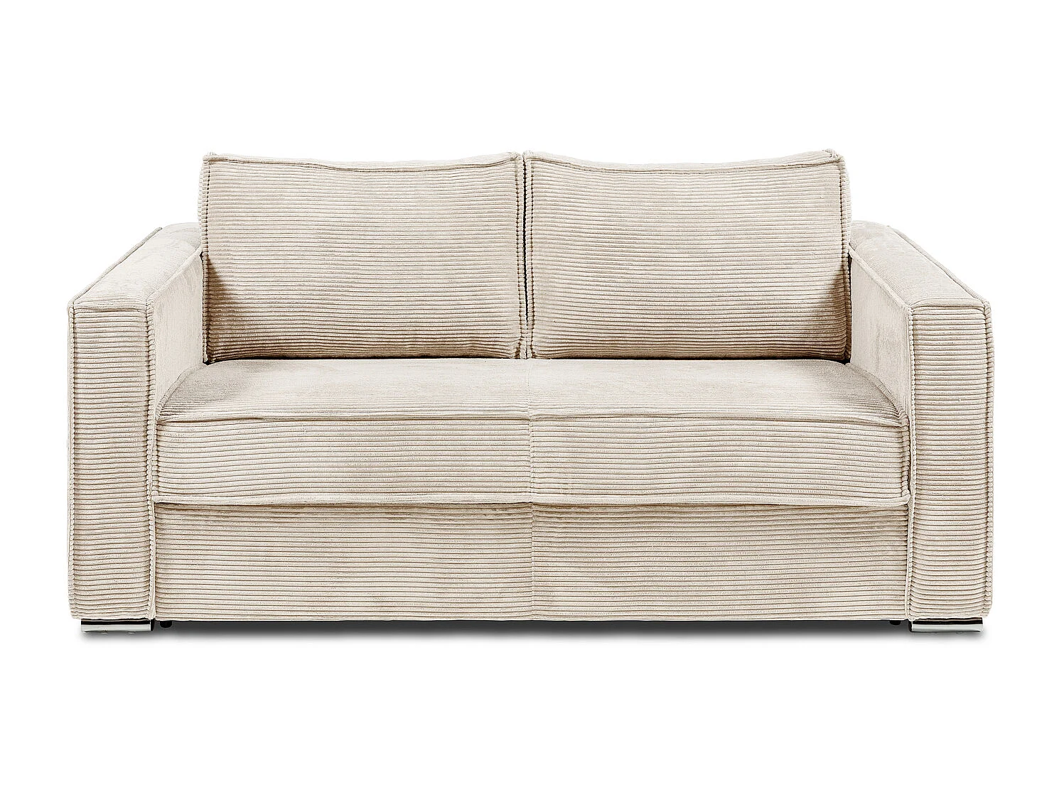 Express-driezitsslaapbank van ribfluweel - Beige - LORETO