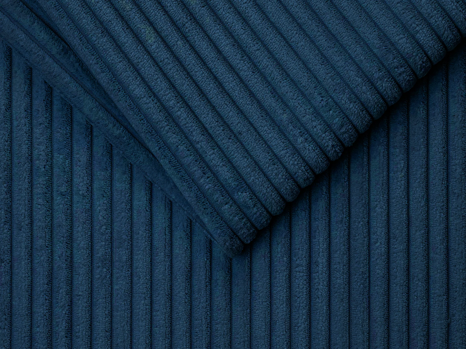 Express-driezitsslaapbank van ribfluweel - Blauw - LORETO