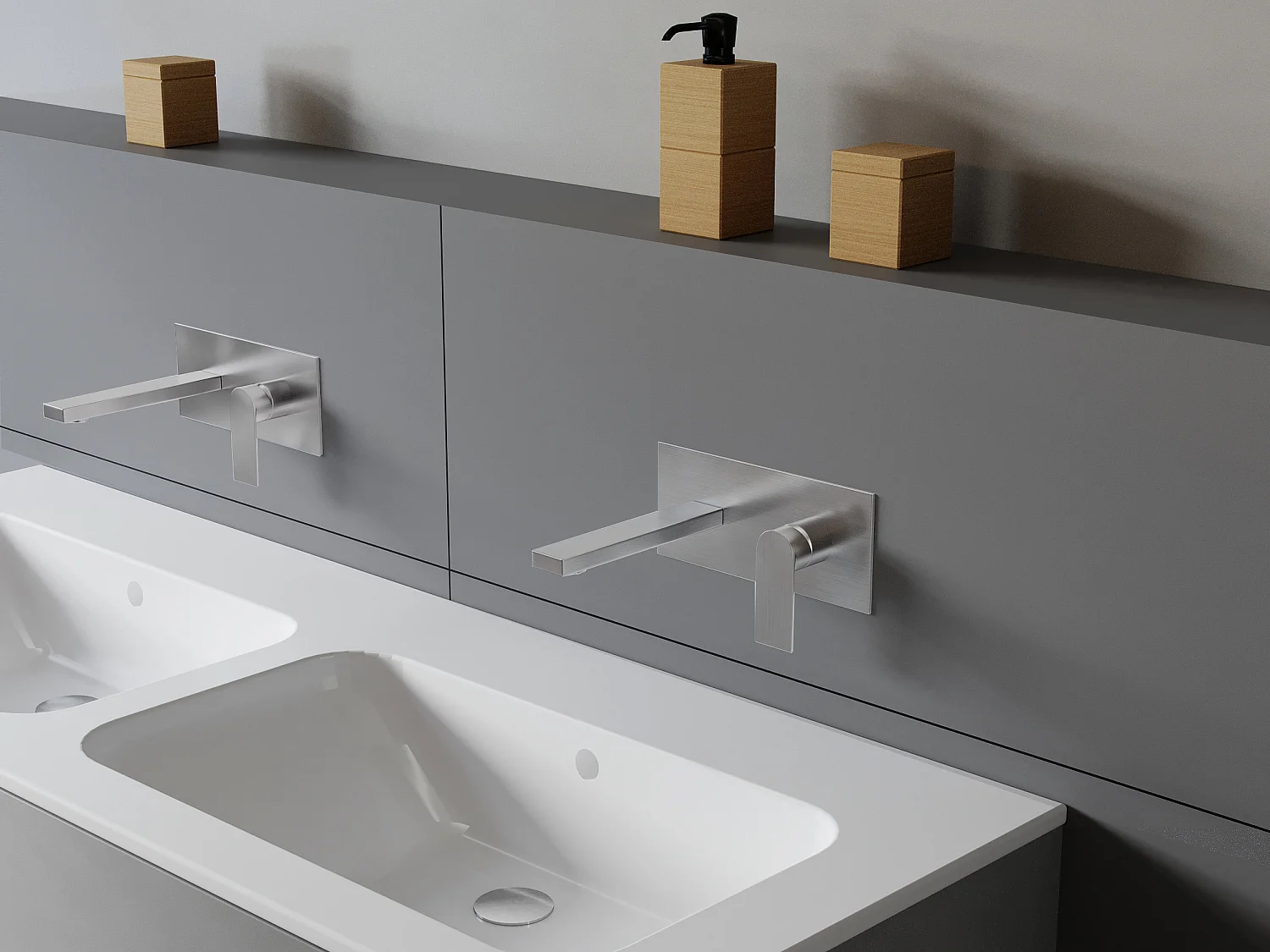 Mechanische mengkraan voor inbouw vierkant - Kleur: geborsteld nikkel - VISTULA