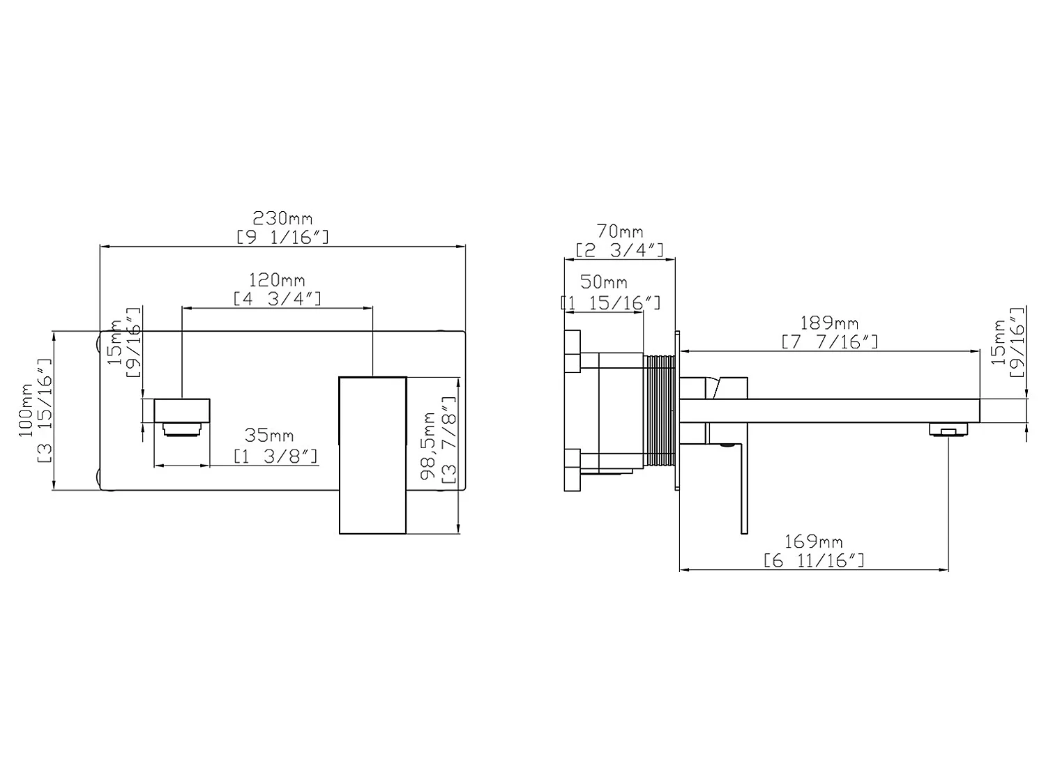 Mechanische mengkraan voor inbouw vierkant - Kleur: geborsteld nikkel - VISTULA