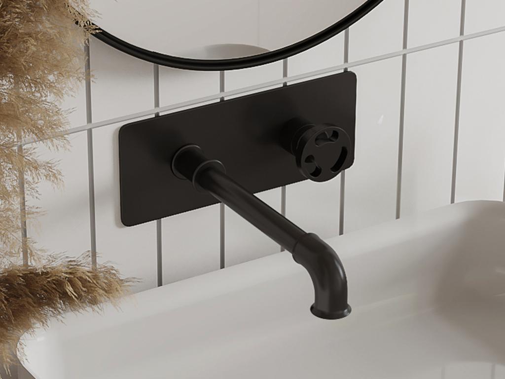 Robinet mitigeur mécanique à encastrer - Noir mat - KAZANKA