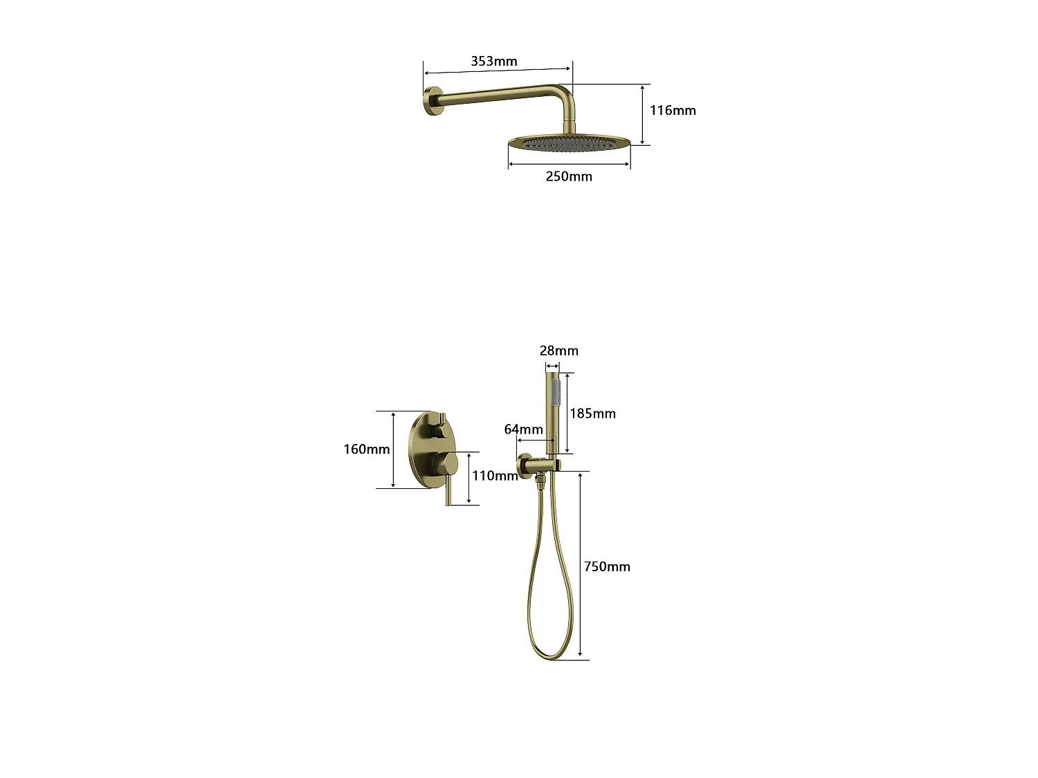 Ensemble de douche encastrable avec mitigeur mécanique - Couleur nickel brossé - TAMISE