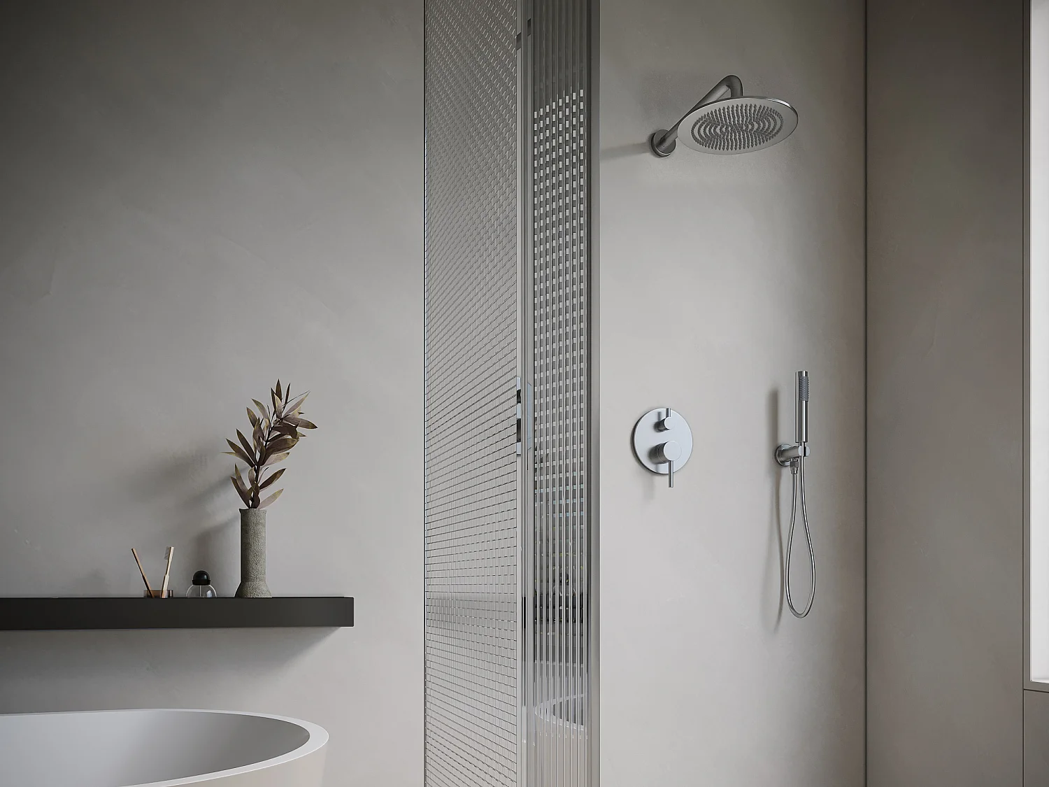 Unterputz-Duschset mit mechanischem Einhebelmischer - Nickel gebürstet - TAMISE