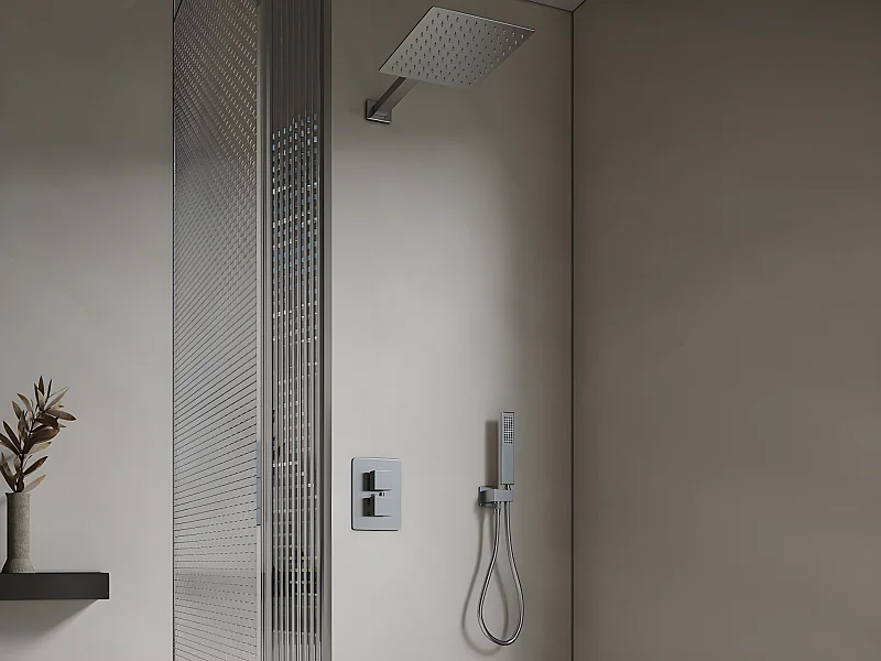 Conjunto de duche encastrável com torneira misturadora mecânica cor níquel escovado - TOCANTIS