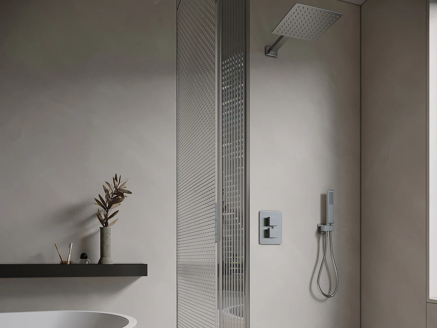 Ensemble de douche encastrable avec mitigeur mécanique - Couleur nickel brossé - TOCANTIS