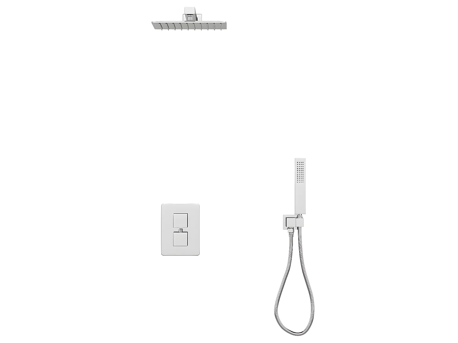 Ensemble de douche encastrable avec mitigeur thermostatique - Couleur nickel brossé - TEREK