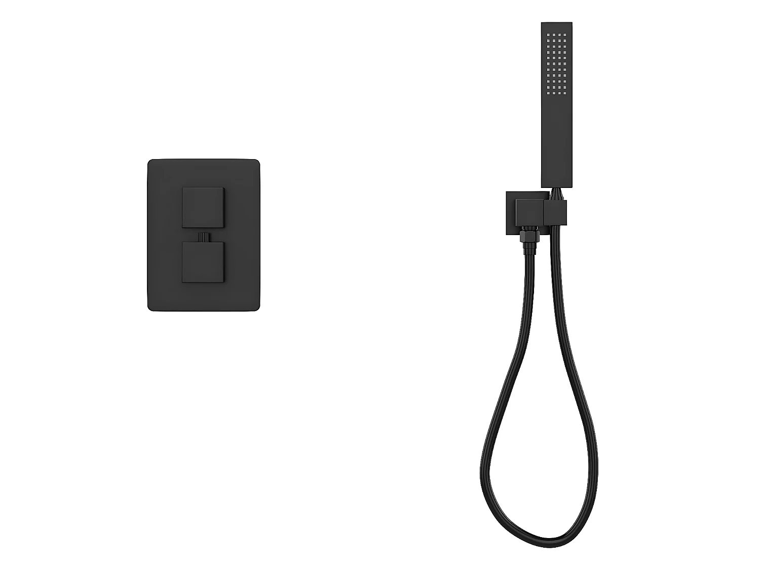 Unterputz-Duschset mit Thermostat-Mischbatterie und fester Wandhalterung - Schwarz matt - TEREK