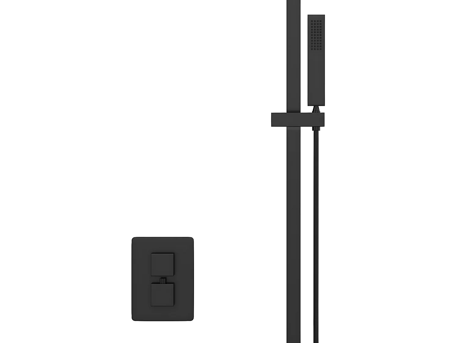 Ensemble de douche encastrable avec mitigeur thermostatique et support mural réglable - Noir mat - TEREK