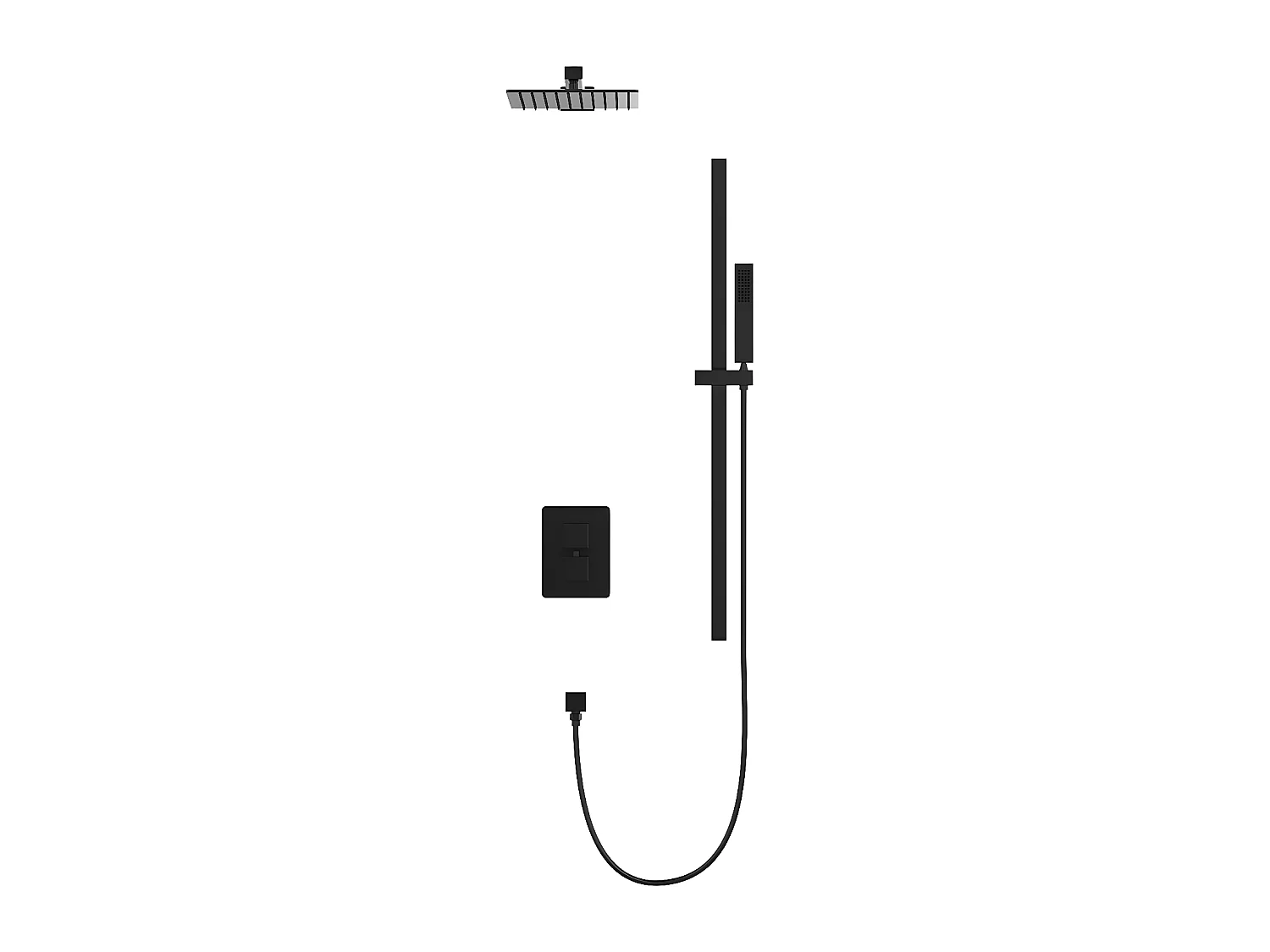 Unterputz-Duschset mit Thermostat-Mischbatterie und verstellbarer Wandhalterung - Schwarz matt - TEREK
