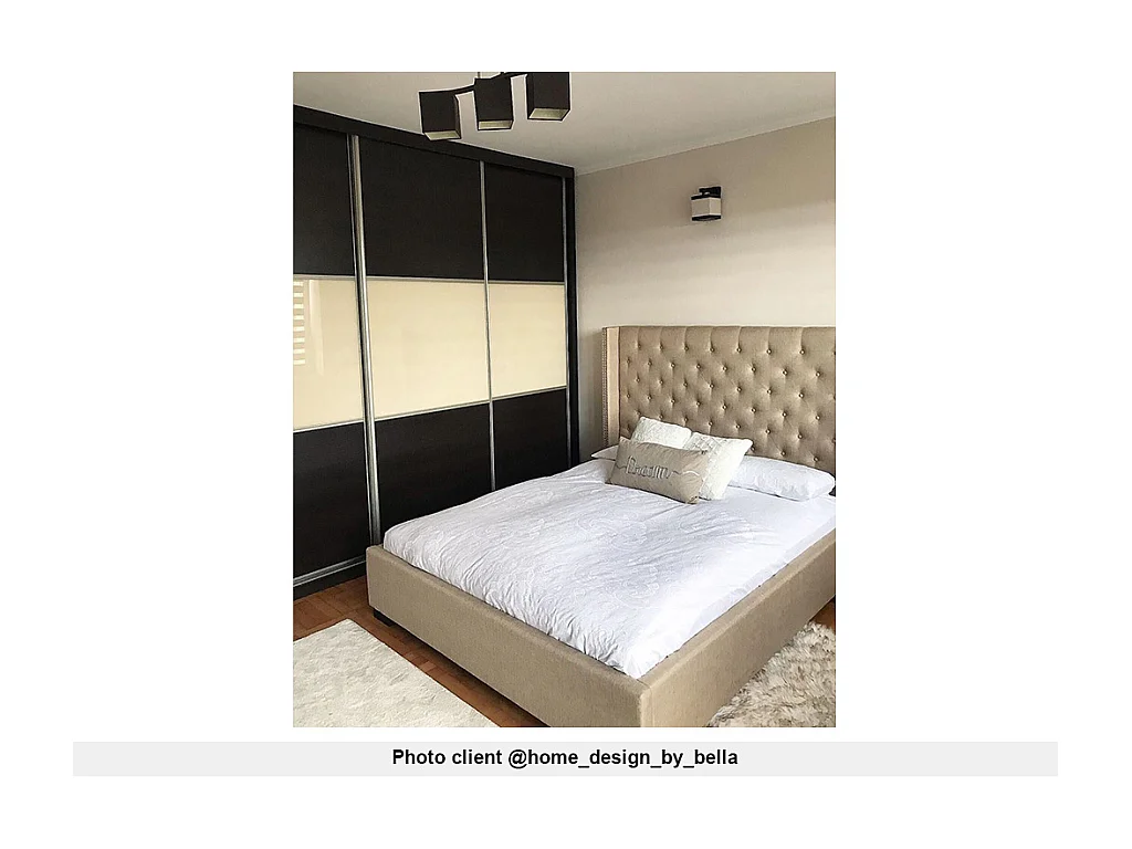 Lit 160 x 200 cm avec tête de lit capitonnée - Tissu - beige - MASSIMO II