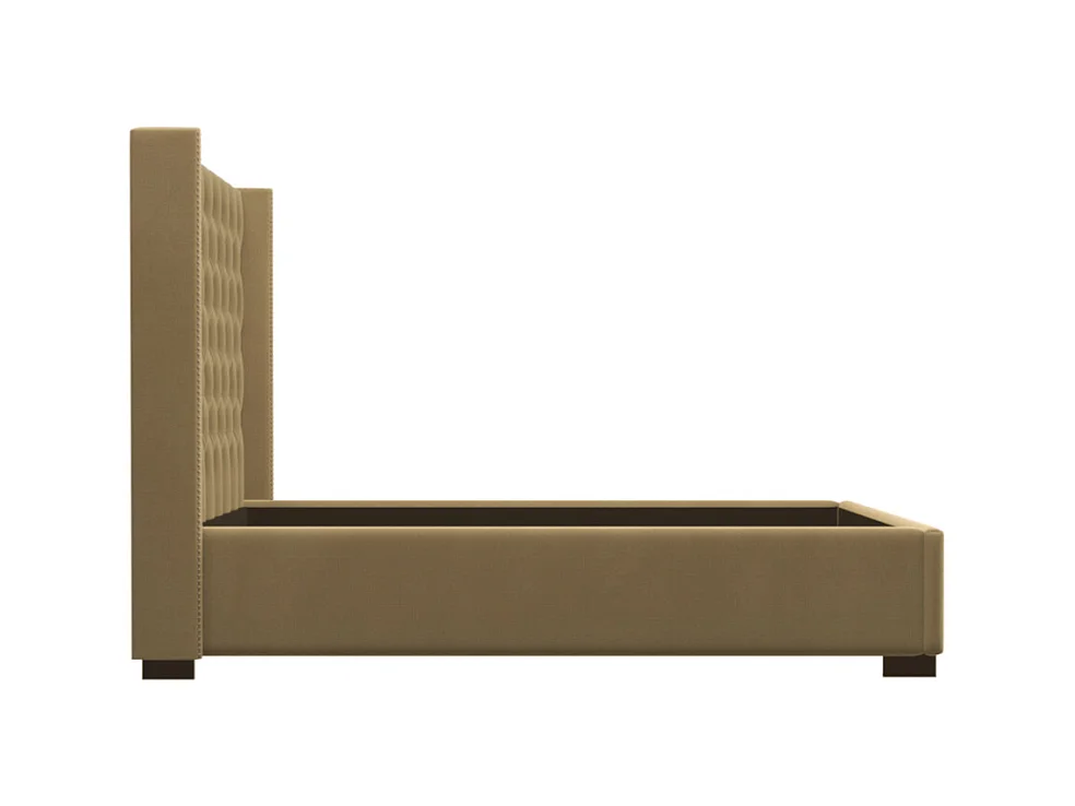 Lit 160 x 200 cm avec tête de lit capitonnée - Tissu - beige - MASSIMO II