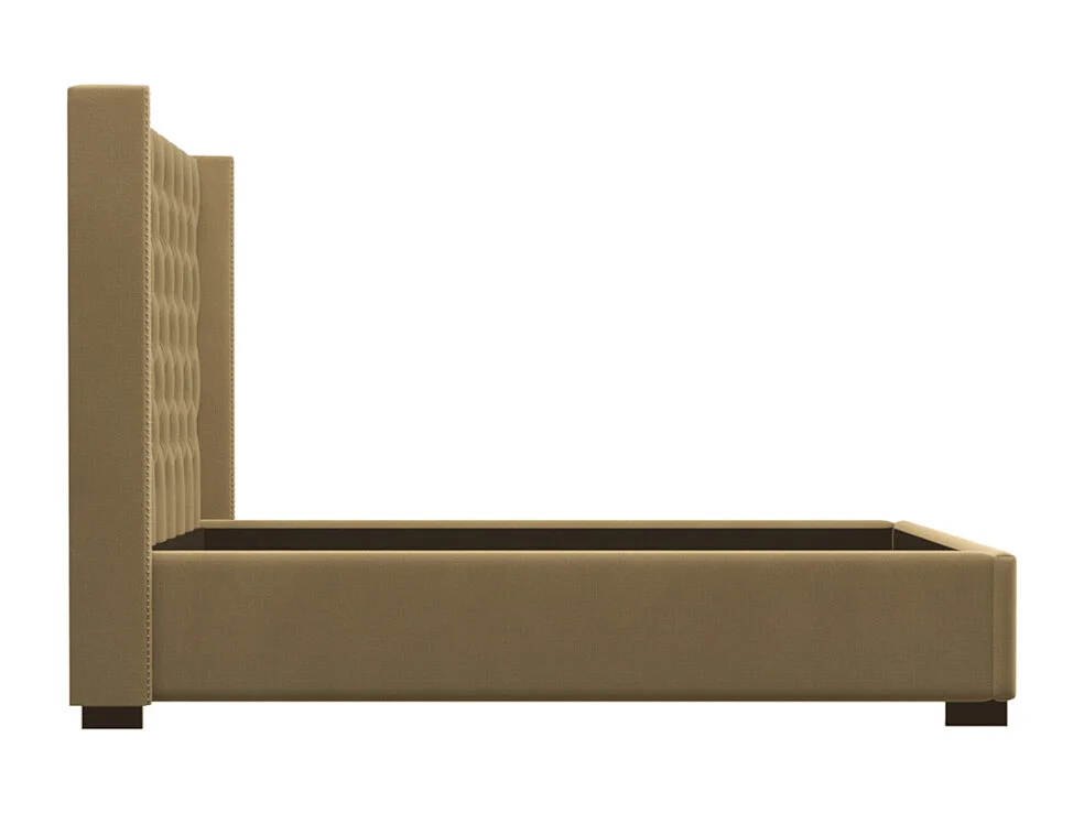 Lit 160 x 200 cm avec tête de lit capitonnée - Tissu - beige - MASSIMO II