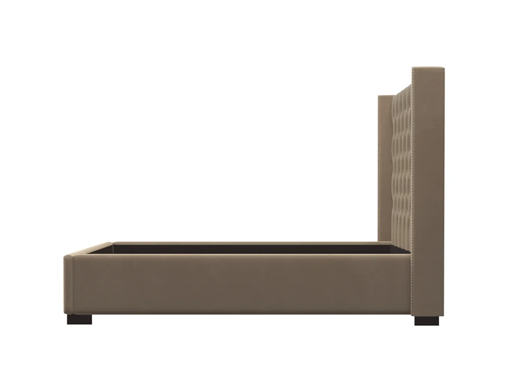 Lit 180 x 200 cm avec tête de lit capitonnée - Tissu - Beige - MASSIMO II