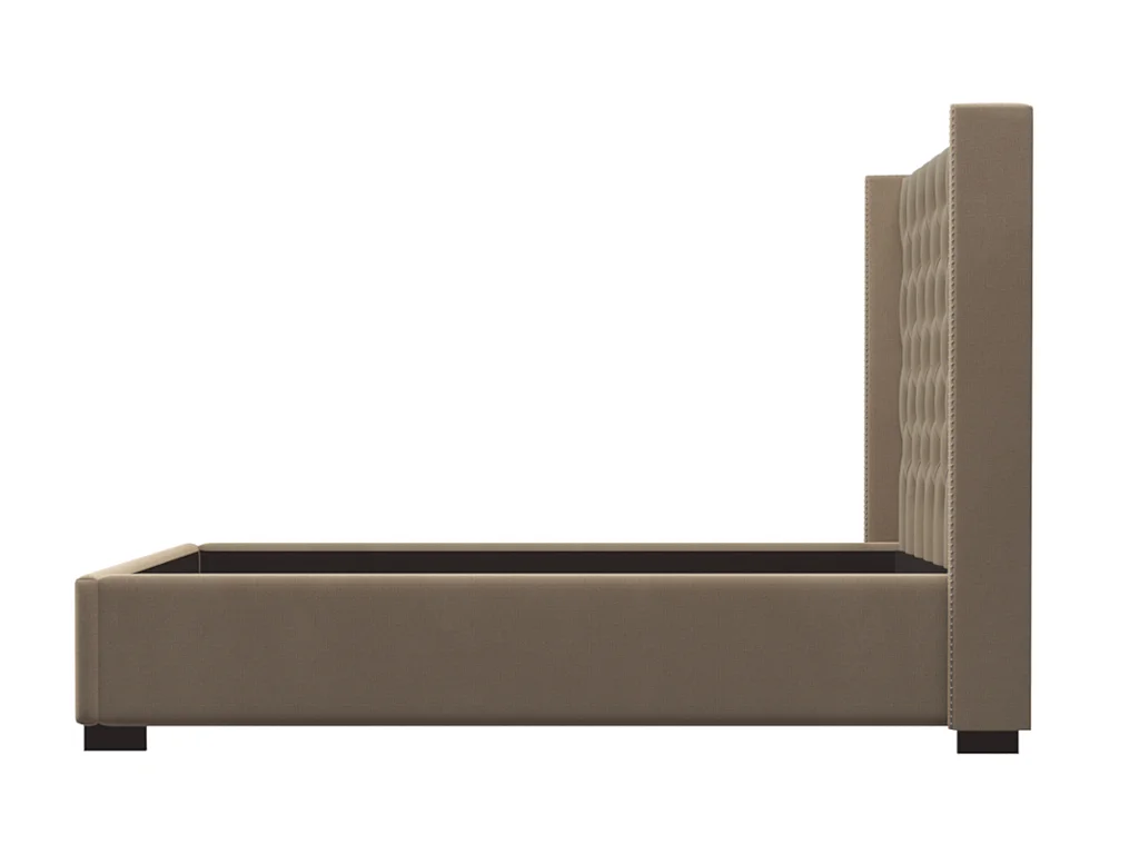 Lit 180 x 200 cm avec tête de lit capitonnée - Tissu - Beige - MASSIMO II