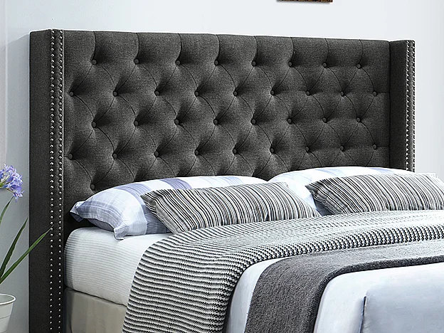 Tête de lit capitonnée 170 cm - Tissu - Gris - MASSIMO II