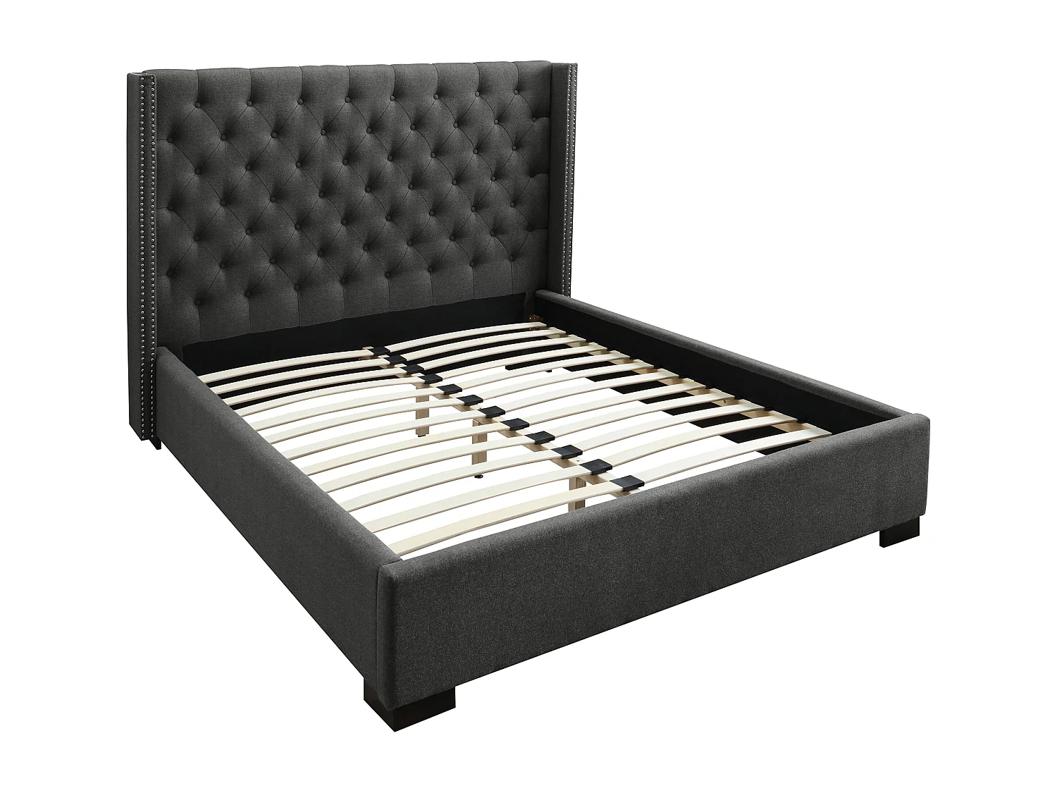 Bed MASSIMO gewatteerd hoofdbord - 180 x 200 cm - Grijze stof