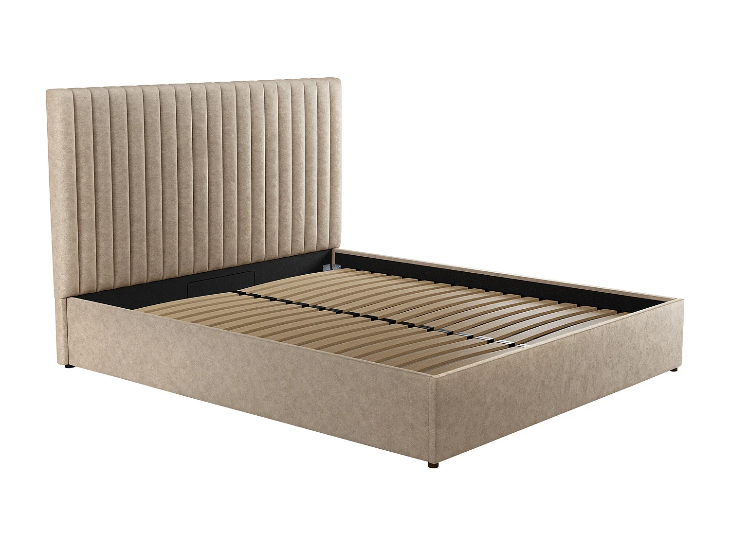 Canapé abatible y cabecero - 180 x 200 cm - Tela - Beige - SARAH