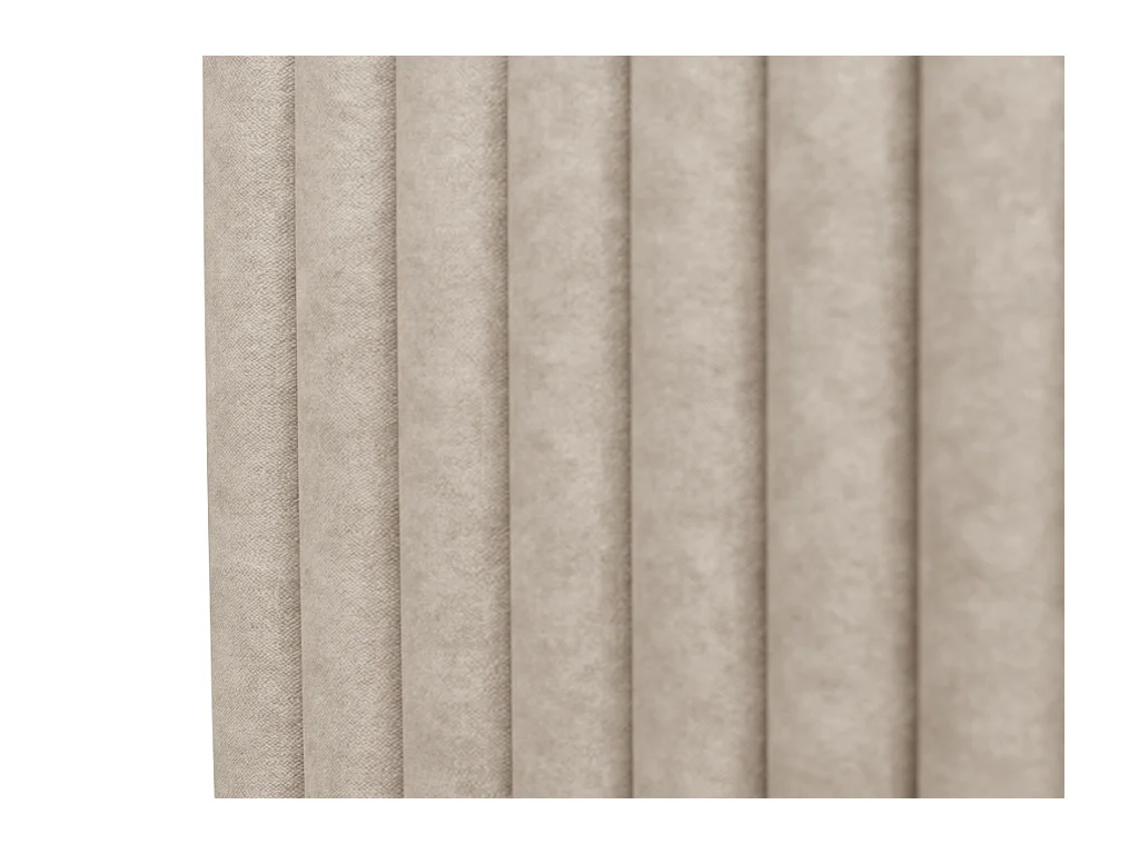 Letto con contenitore e testata con cuciture verticali 180 x 200 cm Tessuto Beige SARAH
