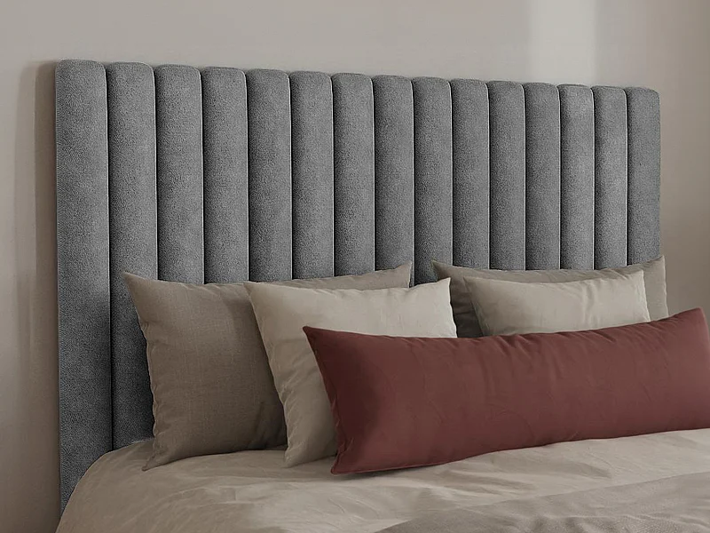 Tête de lit coutures verticales - 200 cm - Tissu - Gris - SARAH