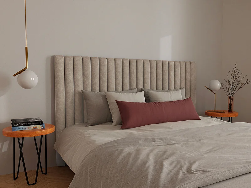 Tête de lit coutures verticales - 200 cm - Tissu - Taupe - SARAH
