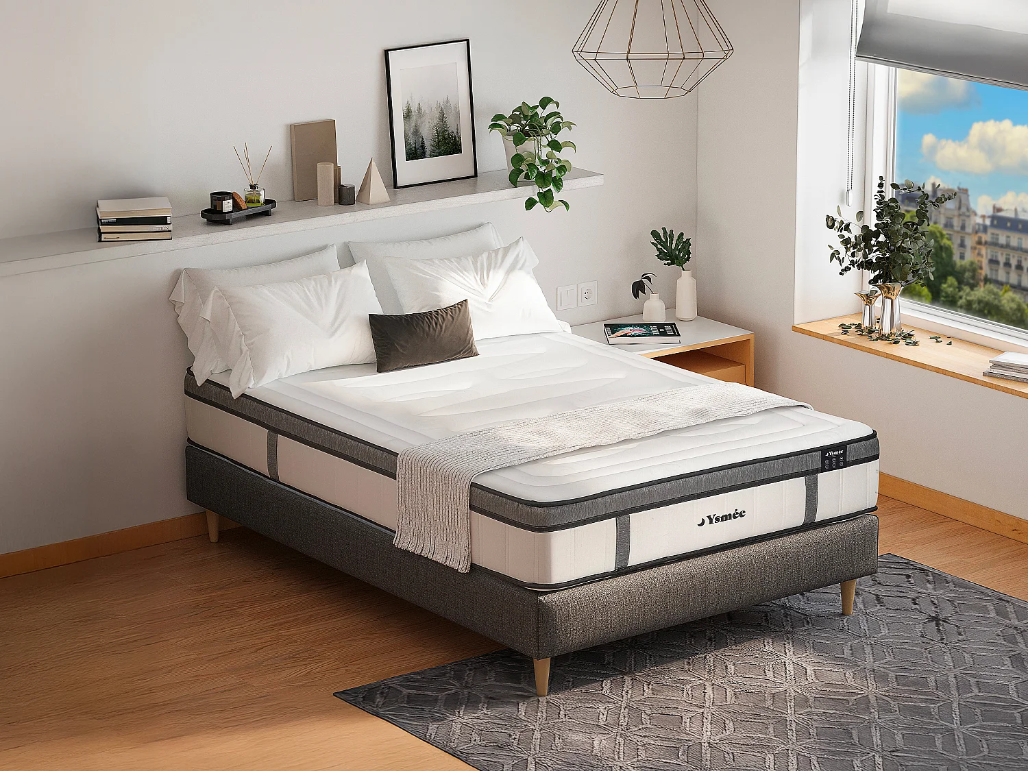 Matelas 160 x 200 cm hybride ressorts ensachés 7 zones et mémoire de forme ép.30cm - OLIANE de YSMÉE