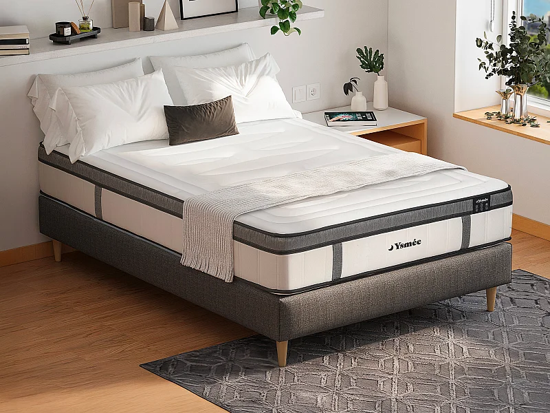 Matelas 160 x 200 cm hybride ressorts ensachés 7 zones et mémoire de forme ép.30cm - OLIANE de YSMÉE