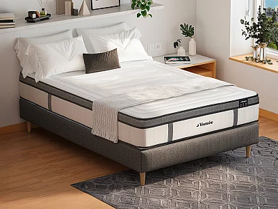Matelas 160 x 200 cm hybride ressorts ensachés 7 zones et mémoire de forme ép.30cm - OLIANE de YSMÉE