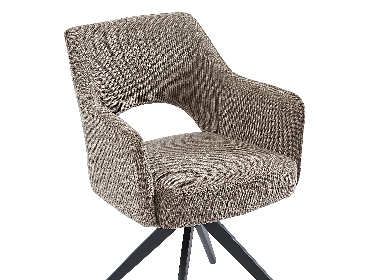 Silla pivotante con brazos de tela y metal - Gris topo - KONYA